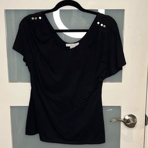 Black dressy top with metal detail
